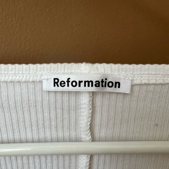 REFORMATION Marten Ivory Ribbed Bodysuit Large Closet Staple Capsule Wardrobe - Picture 8 of 12